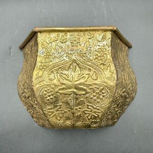 Solid brass ornate wall pocket or planter